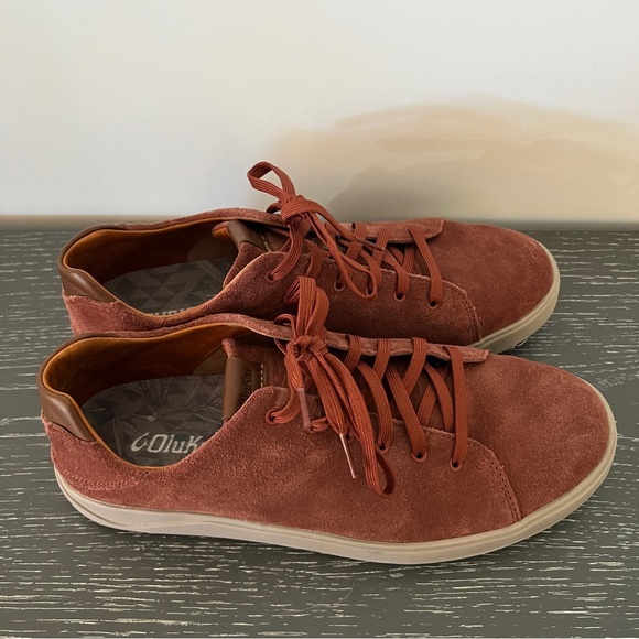 Men’s Size 10 Olukai Sneakers Rust Colored Suede Leather *Used* - Picture 1 of 6